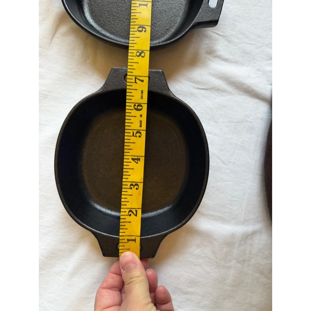 Pampered Chef Cast Iron Mini Skillet Set of 2 Round Dual Handle Pans 5.5 inch